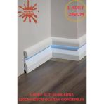 Renkli Duvarlar 11.5cm x 240cm Polimer Lake Beyaz Ledli Süpürgelik Salon Ev Ofis Koridor Çıta Parke Süpürgelik