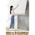 Renkli Duvarlar 120cm x 3 Metre Rulo Premium Beyaz Mermer Desenli Yapışkanlı Duvar Paneli Kağıdı Ev Ofis BASIC - 120 x 300 cm