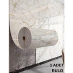 Renkli Duvarlar 120CM x 3 Metre Tek Parça Yapışkanlı Rulo Mermer Desenli Duvar Paneli Kağıdı Silinebilir LS-6010-BÖTE - Altın - 120 x 300 cm