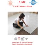 Renkli Duvarlar 1m2 3 Adet 60X60cm Floor Yapışkanlı Zemin Kaplama Paneli Arkası Kauçuklu Pvc WC Paneli 6216