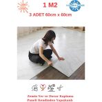 Renkli Duvarlar 1m2 3 Adet 60X60cm Floor Yapışkanlı Zemin ve Duvar Kaplama Paneli Arkası Kauçuklu Pvc WC Paneli 6216