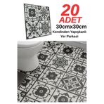 Renkli Duvarlar 20 Adet 30cmx30cm Yapışkanlı Osmanlı Gri çini Floor Pvc Zemin Kaplama Paneli Arkası Kauçuklu 2124