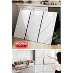 Renkli Duvarlar 20 Parça Seramik Fayans Mermer Duvar Kendinden Yapışkanlı Ev Dekorasyonu Banyo Duvar Paneli Kağıdı - 30 x 60 cm - Beyaz
