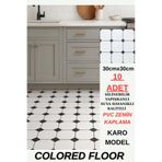 Renkli Duvarlar 30cm x 30cm 10 Adet Yapışkanlı Karo Floor Pvc Panel Yer Zemin Kaplama Paneli Arkası Kauçuklu 3319