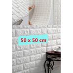 Renkli Duvarlar 3D Boyutlu Tuğla Desen Kendinden Yapışkanlı Duvar Kağıdı Esnek Köpük Panel 50 x 50 CM 0.27 M² Beyaz