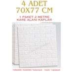 Renkli Duvarlar 3d Tuğla Panel Kalınlığında 70x77 4 Adet Yapışkanlı Dekoratif Esnek Duvar Kaplama Paneli