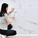 Renkli Duvarlar 60 x 30 cm Shiny Net Gri Mermer Desenli Yapışkanlı Karavan Prefabrik Banyo Wc Duvar Kaplama Paneli