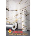 Renkli Duvarlar 60cm x 3 Metre Tek Parça Yapışkanlı Rulo Gold Mermer Desenli Duvar Paneli Kağıdı Silinebilir TJJC - 60 x 300 cm - Altın - Bej
