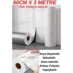 Renkli Duvarlar 60cmx300cm Rulo 1 Adet Beyaz Mermer Desenli Banvo Salon Wc Yapışkanlı Duvar Paneli Kağıdı