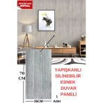 Renkli Duvarlar 70Cmx35cm 1 Adet Kendinden Yapışkanlı Gri Ahşap Desen Sünger Duvar Kağıdı Paneli Nw38
