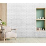 Renkli Duvarlar 70X38CM (0,27M2) Kendinden Yapışkanlı Duvar Kağıdı Esnek Köpük Paneli 3D Boyutlu Tuğla Desen Beyaz