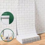 Renkli Duvarlar 70X500CM (3,5 M2) Kendinden Yapışkanlı Duvar Kağıdı Esnek Köpük Paneli 3D Boyutlu Tuğla Desen Beyaz