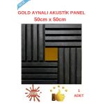 Renkli Duvarlar Gold Aynalı Akustik Duvar Paneli 50x50cm Siyah 8mm Mdf 4mm Keçe Isı Yalıtımı Ofis Salon Elit Tasarım