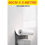 Renkli Duvarlar Kendinden Yapışkanlı 60cm x 3 Metre Rulo Düz Kemik Beyaz Parlak Kaplama Köpük Duvar Paneli Kağıdı