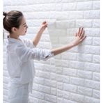 Renkli Duvarlar Kendinden Yapışkanlı Esnek Sünger Tuğla Desen Beyaz Duvar Paneli - 70 x 77 cm
