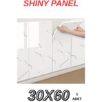 Renkli Duvarlar Shiny Beyaz Mermer Desenli 60x30cm Yapışkanlı Mutfak Banyo Kaplama Duvar Paneli Kağıdı CF-1035