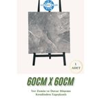 Renkli Duvarlar Yapışkanlı Yer Zemin Kaplama Paneli Arkası Kauçuklu 60X60cm Banyo Salon Floor Pvc Panel 617