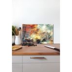 Renkli Eskitme Cam Kesme Tahtası, Silikon Ayaklı, Isıya Kırılmaya Dayanıklı ,sunum Kesme Tablası - 30 x 45 cm