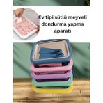 Renkli Ev Tipi Meyveli Sütlü Dondurma Yapma Tavası Aparatı - Açık Beyaz - Gri - Seçenek 1