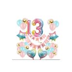 Renkli Folyo Balon Rakam Set Dogum Günü Süsü Yaş 13
