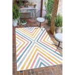 Renkli Geometrik Çizgili Baskılı Kaymaz Yıkanabilir Salon Oturma Odası Mutfak Balkon Halısı 80 X 500 Cm Çok Renkli