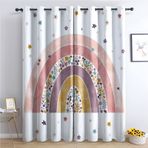 Renkli Gökkuşağı Baskılı Karartma Perdeleri 2'li Set Isı Yalıtımlı Kız Çocuk Yatak Odası için 75x166 cm Delikli Pencere Perdeleri Oturma Odası ve Mutfak için