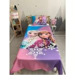 Renkli Gökkuşağı Elsa ve Anna Bebek ve Çocuk Baza Pike Takımı ve Yastık Kılıfı ( Tek Kişilik )
