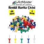 Renkli Harita Çivisi 20 Li 2 Paket Mantar Pano Raptiyesi Renkli Pano İğnesi Okul Büro Harita Çivisi Ofis Renkli