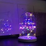Renkli Işıklı Fanus Led Masa Lambası Beyaz Taban