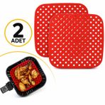 Renkli Isıya Dayanıklı Yıkanılabilir Silikon Fırın Ve Airfryer Kare Pişirme Matı 21,5 Cm 2 Adet