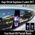 Renkli İskelet Kafa Oto Kapı Sticker 2Li Sağ Sol Kapı Direk İçin Folyo Kaplama - Tuning Modifiye Görünüm