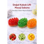 Renkli İzler Atölyesi Doğal Kabak Lifli Masaj Sabunu 3 Lü Set (Çilek,mango ve Kivi) - 3 Adet