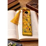 renkli izler atölyesi Sanatsal Tablo Temalı Metal Kitap Ayracı (Gustav Klimt Öpücük)