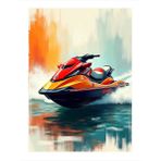 Renkli Jet Ski Çizimi Hediyelik Mdf Tablo