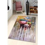 Renkli Kaymaz Tabanlı Dekoratif Modern Salon Halıları AR779