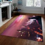 Renkli Kedi Desenli Alan Kilim Şehir Gece Sahne Tasarımı Dökülme Yok Ev Ofis Kreş Oyun Odası için Mükemmel Yumuşak Halı Mat 120x180 cm