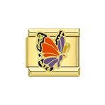 Renkli Kelebek Gold Çelik İtalyan Charm