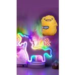 Renkli LED unicorn ve peluş katil civciv neon dekoratif gece lambası hediye kutusu