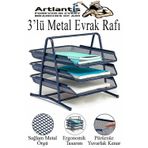 Renkli Metal Evrak Rafı 3 Lü 1 Paket Masa Üstü A4 Dosya Düzenleyici Kağıt Tepsisi Metal Fileli Üç Katlı Hareketli Perfore