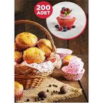 Renkli Muffin ve Cupcake Kalıpları 200'LI Paket, Kek Kapsülü, Kek Kağıdı - Açık Beyaz - Gri - Seçenek 1