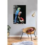Renkli Papağanlar Cam Tablo 40X60CM, Şık ve Dekoratif Hayvan Temalı Dekorasyon - Ahşap - Seçenek 1