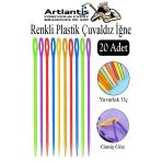 Renkli Plastik Çuvaldız Yün İğnesi 24 Cm 20 Adet Plastik Dikiş İğnesi Yün Örgü Dikme İplik İğne Dokuma İğnesi