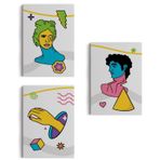 Renkli Pop Art Temalı 3'lü Set Dekoratif Kanvas Tablo, Duvar Dekoru ES117