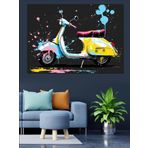 Renkli Pop Art Vespa Dekoratif Kanvas - Mdf Ahşap Tablo