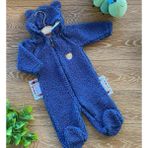 Renkli Puset Peluş Polar Bebek Tulum Wellsoft Ayı Mavi - 3 - 6 Ay - Lacivert
