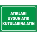 Renkli Reklam Atıkları Uygun Atık Kutularına Atın Levhası (Sac Malzeme) - 25 x 35 Cm
