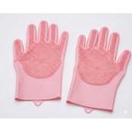 Renkli Silikon Tırtırlı Bulaşık Eldiveni, 2'li Set, Çok Renkli (Pembe)