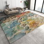 Renkli Soyut Taş Sanatı Halı - Modern Yumuşak Peluş Halı, Eşsiz Doğal Tasarım, Oturma Odası ve Yatak Odası için Makinede Yıkanabilir Paspas, 120 x 170 cm