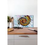 Renkli Spiral Fraktal Cam Kesme Tahtası, Silikon Ayaklı, Isıya Kırılmaya Dayanıklı, Sunum Kesim Tablası - 30 x 45 cm