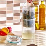 Renkli Süzgeçli Turşu ve Zeytin Saklama Kabı 1.5 Litre - Açık Beyaz - Gri - Seçenek 1